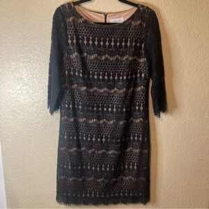 Jessica Howard Black Lace Sheath Dress Elegant Romantic Wedding Formal Womens 10